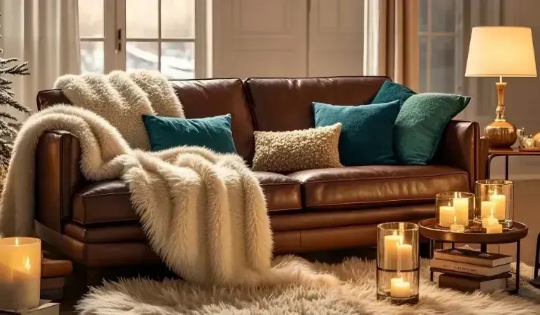 مبل قهوه ای چرمی راحتی